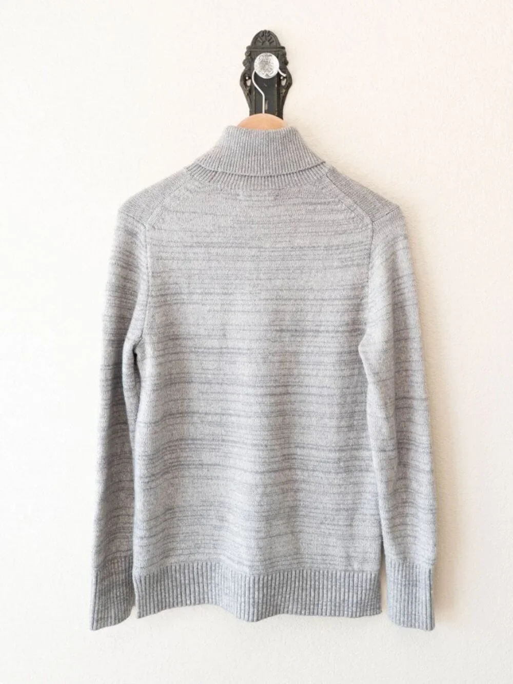 J Crew Mercantile Gray Turtleneck Sweater M Wool Blend Knit Cozy Winter